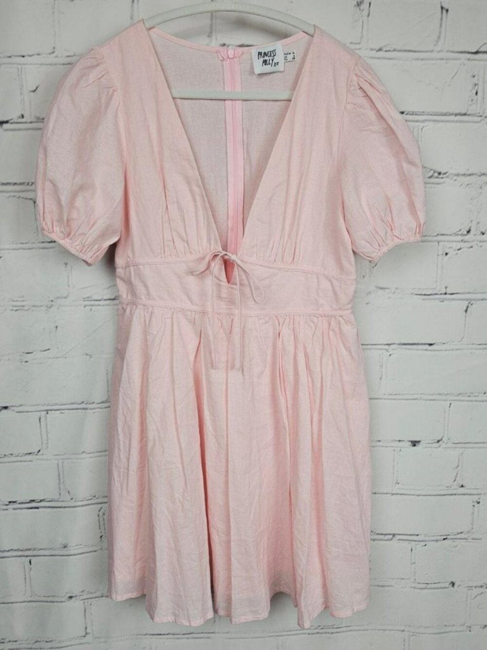Princess Polly Pink Puff Sleeve Mini Dress Womens US 6 EU 38 Babydoll Feminine